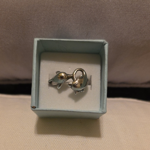 Jewelry - 925 Stamped Sterling Silver Dual  Dolphins Ring Sz 8.5